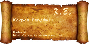 Korpos Benjámin névjegykártya