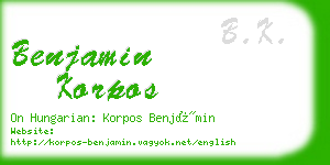 benjamin korpos business card